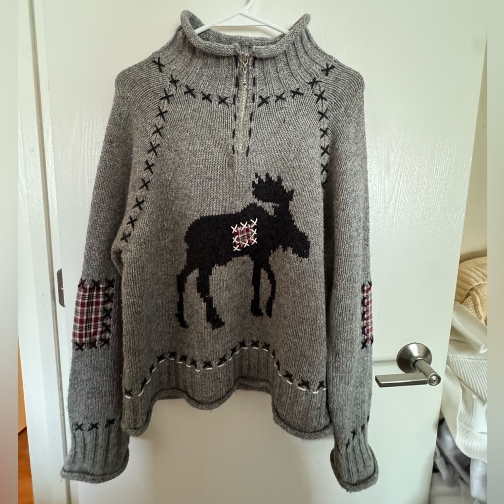 Coldwater Creek Gray Moose Rollneck Sweater